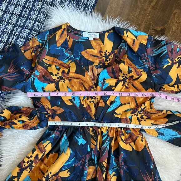 Marissa Webb Lily Floral Shirtdress long sleeve poplin cotton v-neck midi - Picture 12 of 13